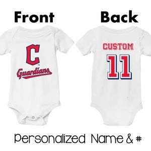 Cleveland Guardians Personalized Baby Onesie Newborn Baseball Jersey Custom